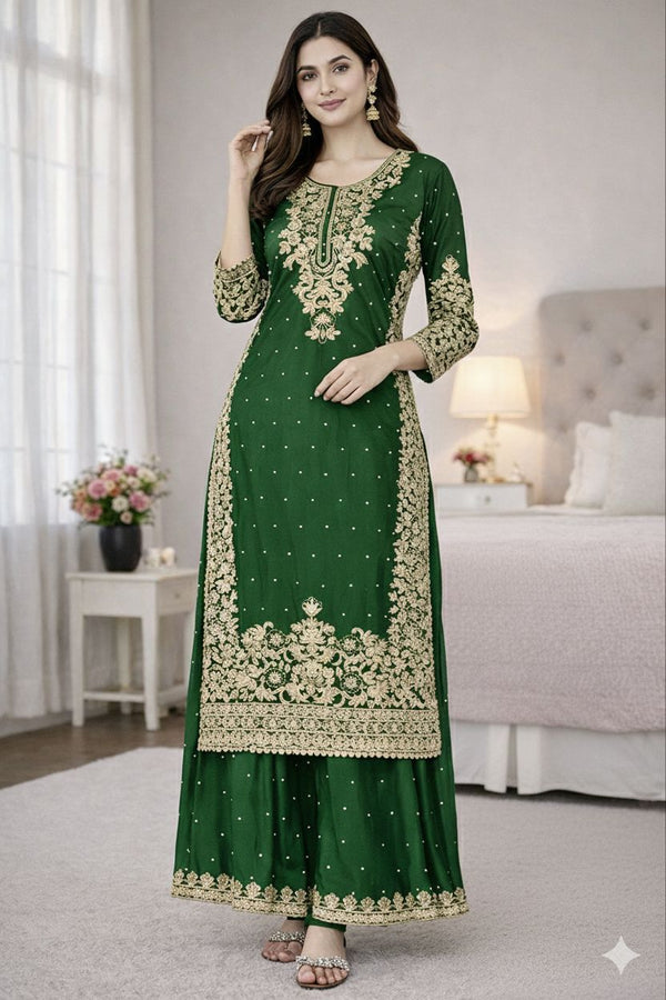 Luxury Pakistani Style GMY Silk Salwar Suit with Heavy Embroidery Coding Sequence Work with Moti Work