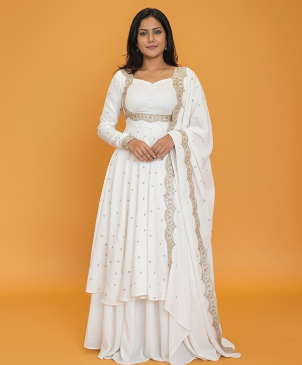 Elegant Vichitra Silk Wedding Anarkali
