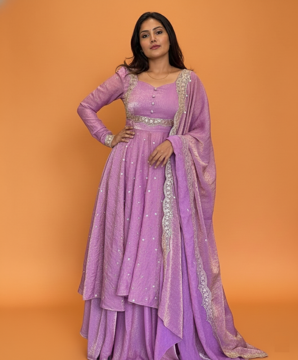 Elegant Vichitra Silk Wedding Anarkali