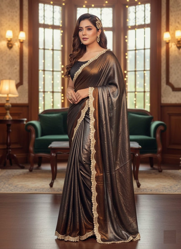 Soft Shimmer Sabyasachi-Inspired Embroidery Lace Designer Saree
