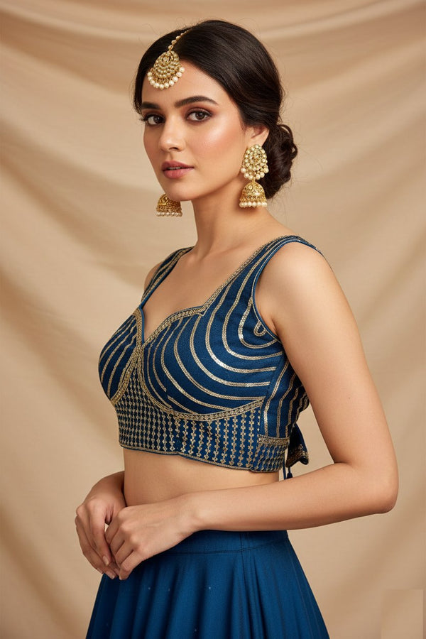 Premium Milan Silk Sequins Zari & Thread Work Designer Blouse ✨