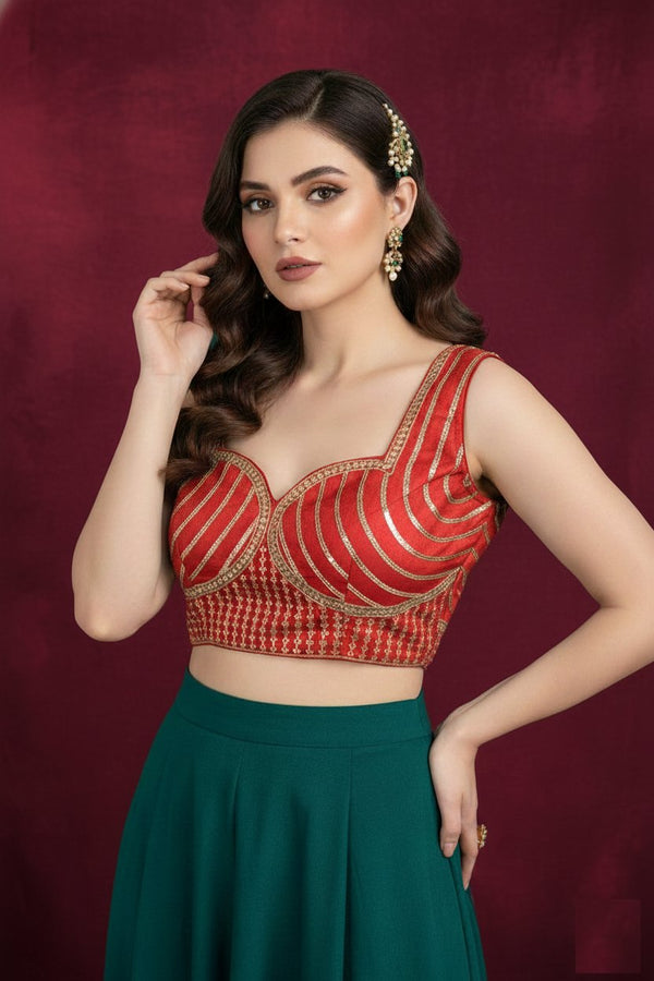 Premium Milan Silk Sequins Zari & Thread Work Designer Blouse ✨