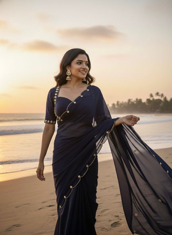 Faux Georgette Handwork Designer Saree ✨