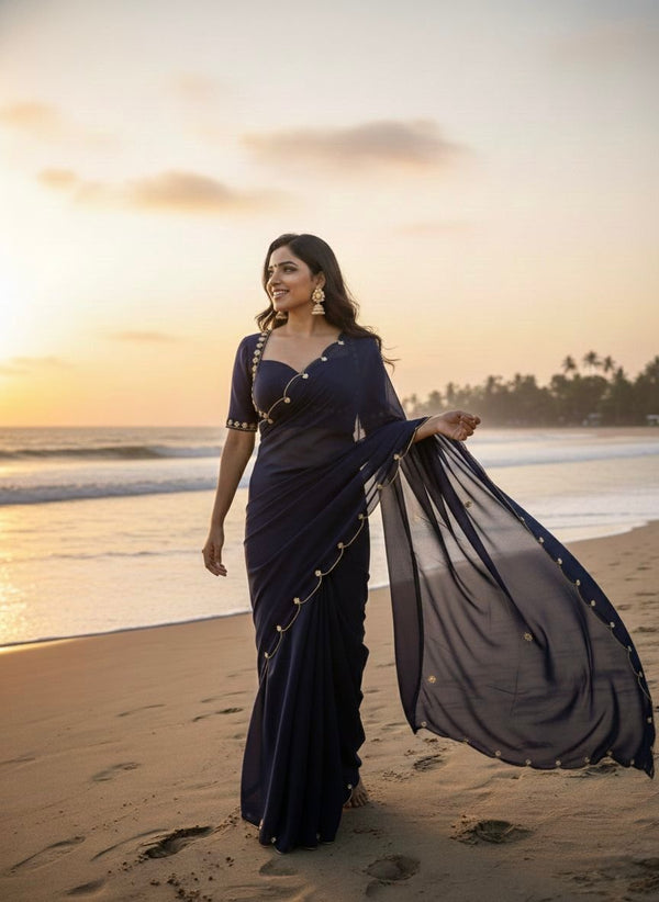 Faux Georgette Handwork Designer Saree ✨