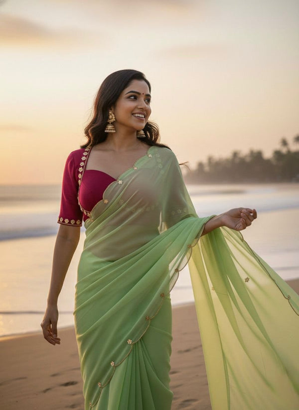 Faux Georgette Handwork Designer Saree ✨