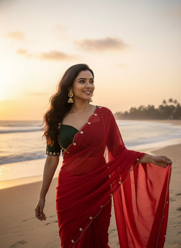 Faux Georgette Handwork Designer Saree ✨