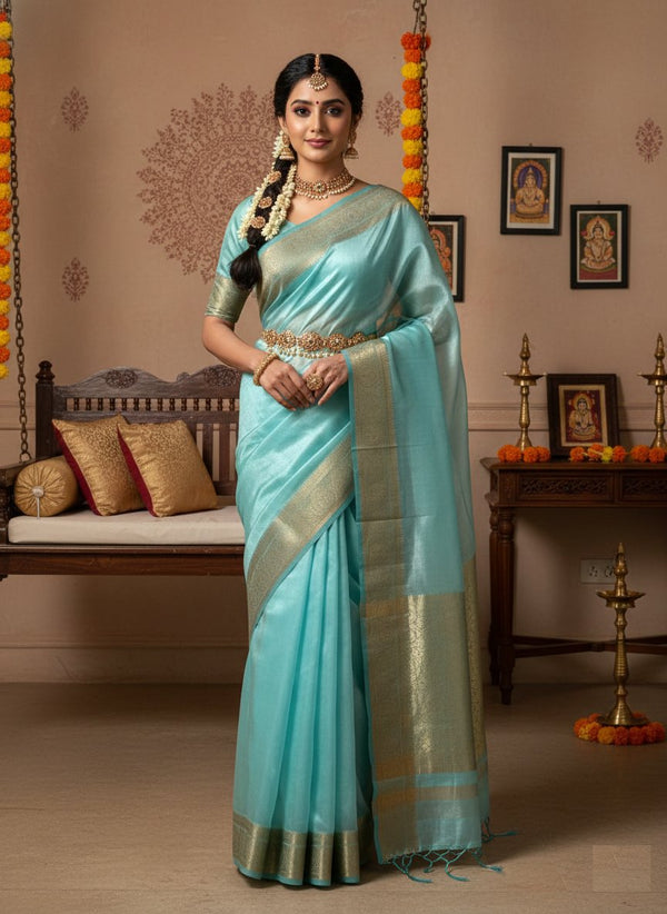 Soft Space Silk Zari Weaving Border Saree