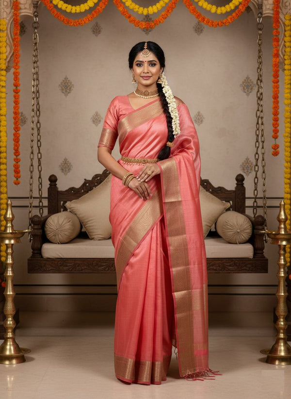 Soft Space Silk Zari Weaving Border Saree