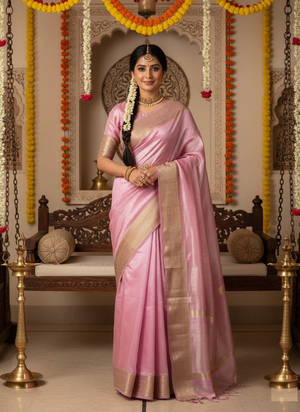 Soft Space Silk Zari Weaving Border Saree