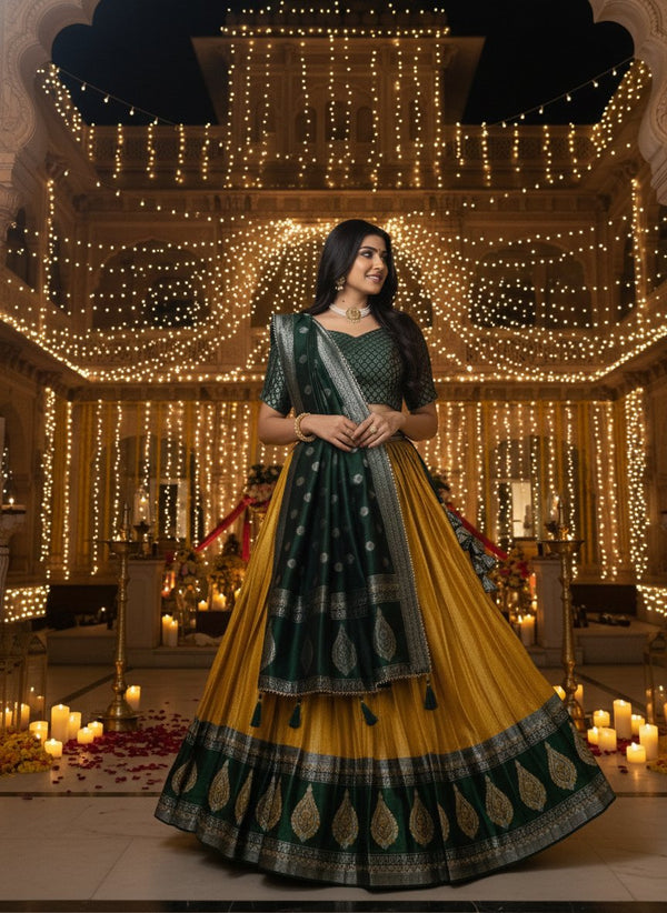 Chettinad Cotton Chex Zari Weaving Lehenga Set ✨