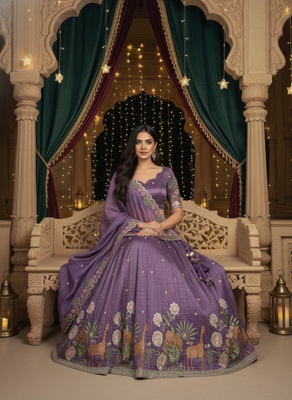 Gold Crush Sequins & Thread Embroidered Wedding Lehenga Set