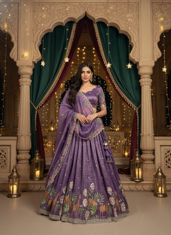 Gold Crush Sequins & Thread Embroidered Wedding Lehenga Set