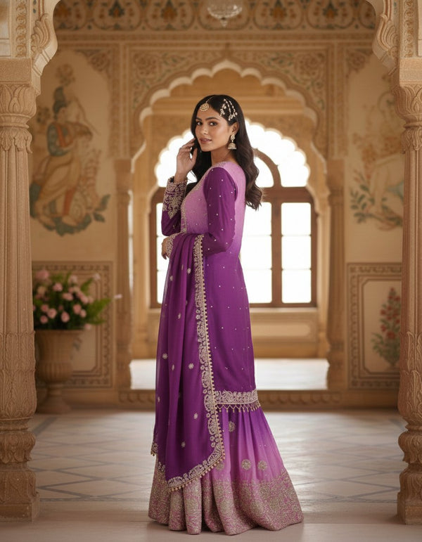 Heavy Embroidered Sharara Set with Coding Dori with Sequins Rivet Moti Work