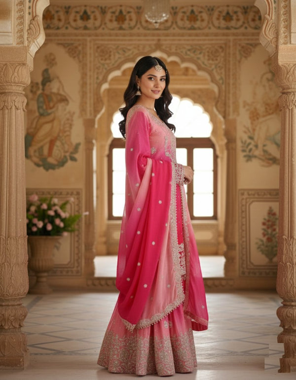 Heavy Embroidered Sharara Set with Coding Dori with Sequins Rivet Moti Work