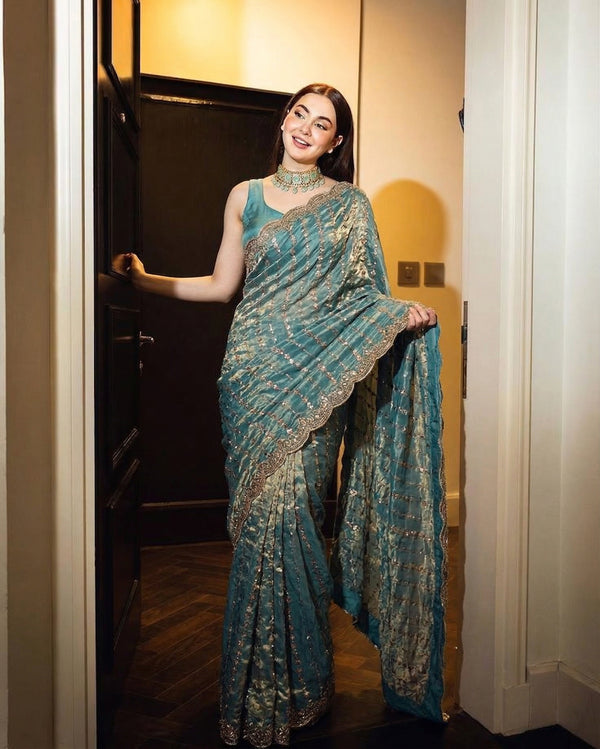 Soft Space Silk Beads & Sequins Saree silk blouse with beads & sequins embroidery work