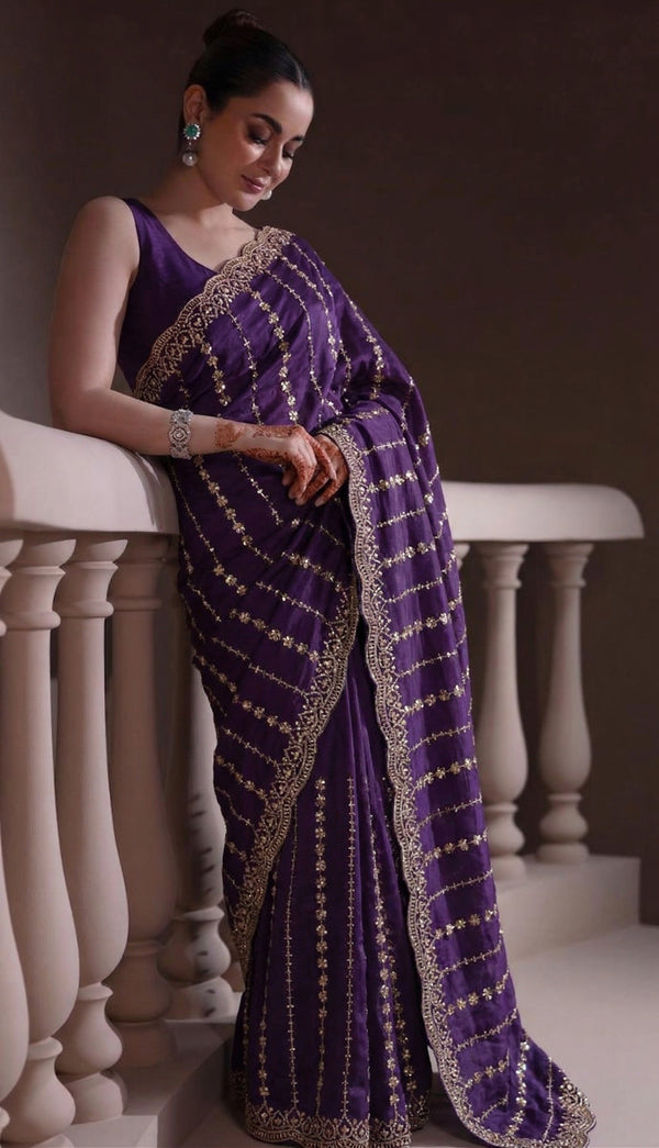 Soft Space Silk Beads & Sequins Saree silk blouse with beads & sequins embroidery work
