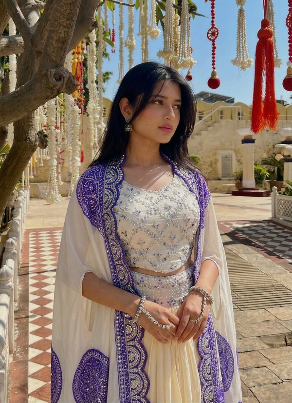 Elegant Crepe Silk Indo-Western Dhoti Set with Bandhani Dupatta with Embroidery Sequins with Real Mirror Work