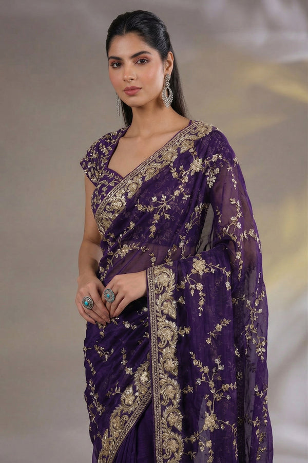 Premium Space Silk Sequins Saree