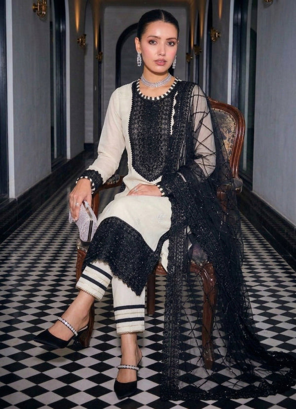 Faux Georgette Thread & Sequins Embroidered 3-Piece Suit Set