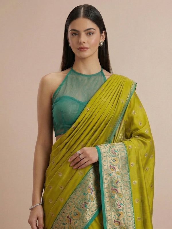 Soft Paithani Silk Zari Weaving Meenakari Designer Saree