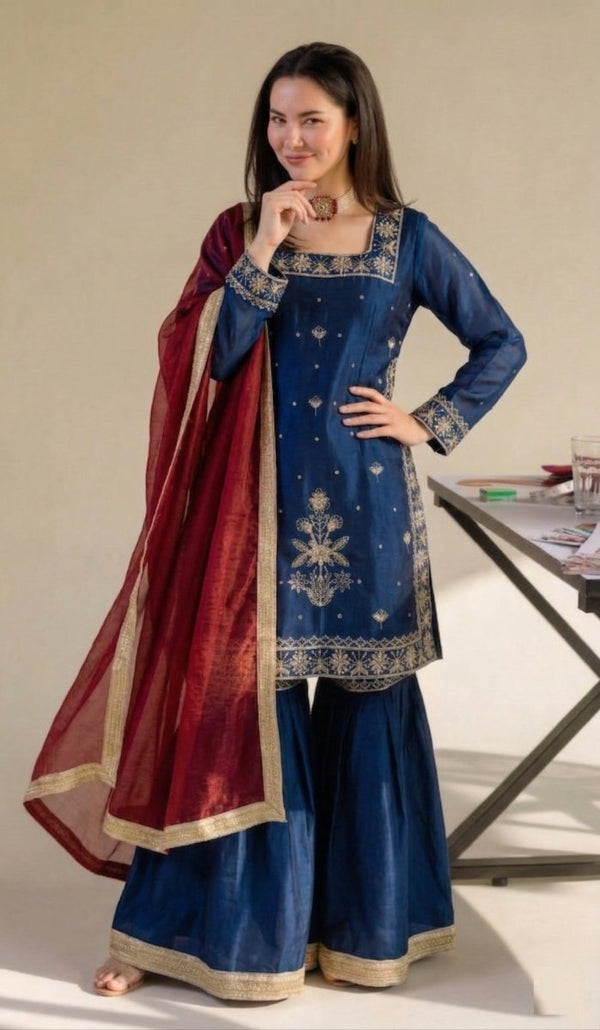 Designer Sequin Jimmy Choo Palazzo Set with Crancy Dupatta
