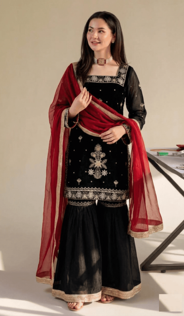 Designer Sequin Jimmy Choo Palazzo Set with Crancy Dupatta