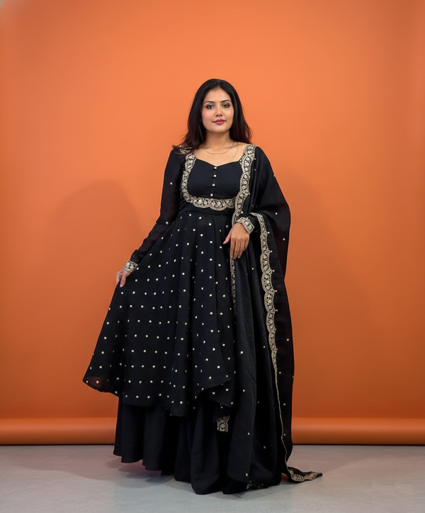 Elegant Vichitra Silk Wedding Anarkali