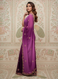 Elegant Georgette Embroidered Party Wear Saree with Matching Running Blouse