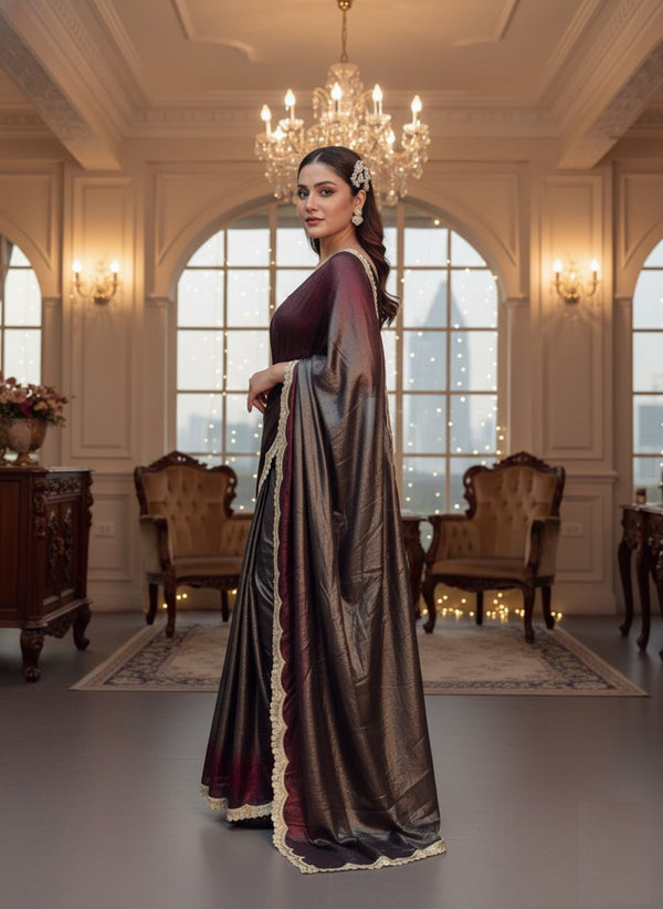 Soft Shimmer Sabyasachi-Inspired Embroidery Lace Designer Saree