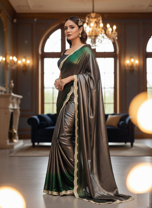 Soft Shimmer Sabyasachi-Inspired Embroidery Lace Designer Saree