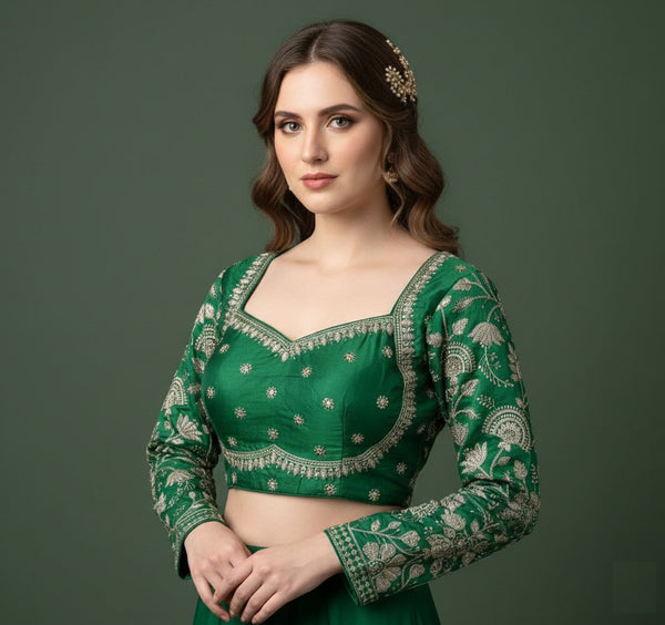 Heavy Silk Sequins Embellished Bridal Blouse ✨