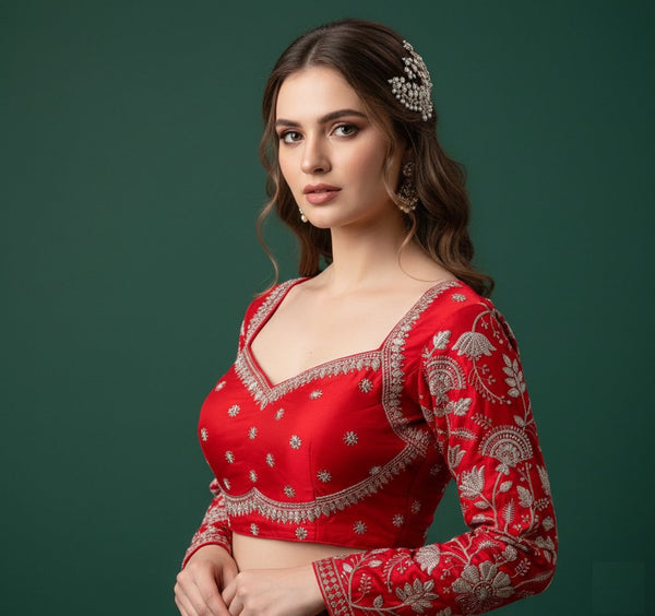 Heavy Silk Sequins Embellished Bridal Blouse ✨