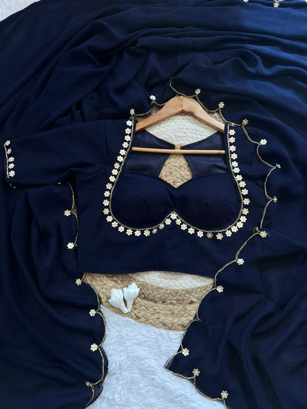 Faux Georgette Handwork Designer Saree ✨