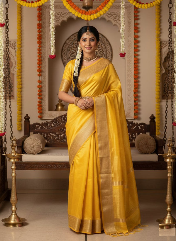 Soft Space Silk Zari Weaving Border Saree