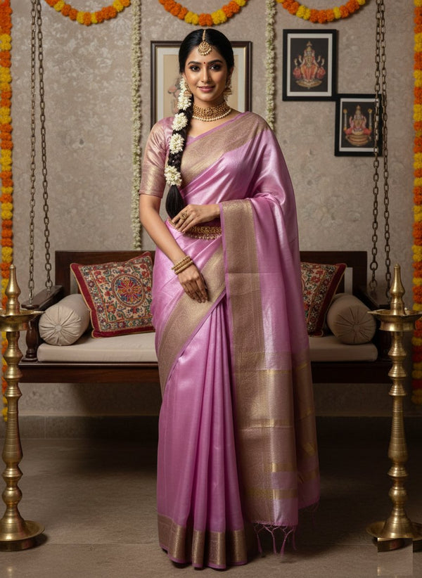 Soft Space Silk Zari Weaving Border Saree