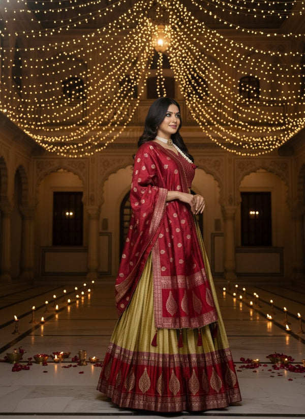 Chettinad Cotton Chex Zari Weaving Lehenga Set ✨