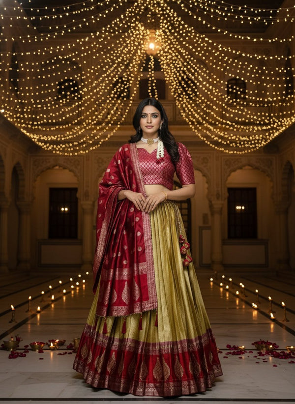 Chettinad Cotton Chex Zari Weaving Lehenga Set ✨