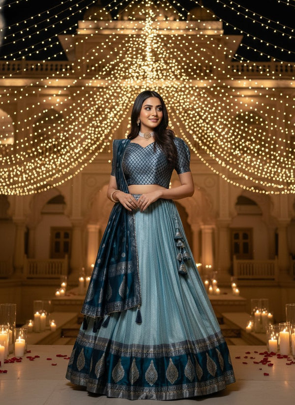 Chettinad Cotton Chex Zari Weaving Lehenga Set ✨