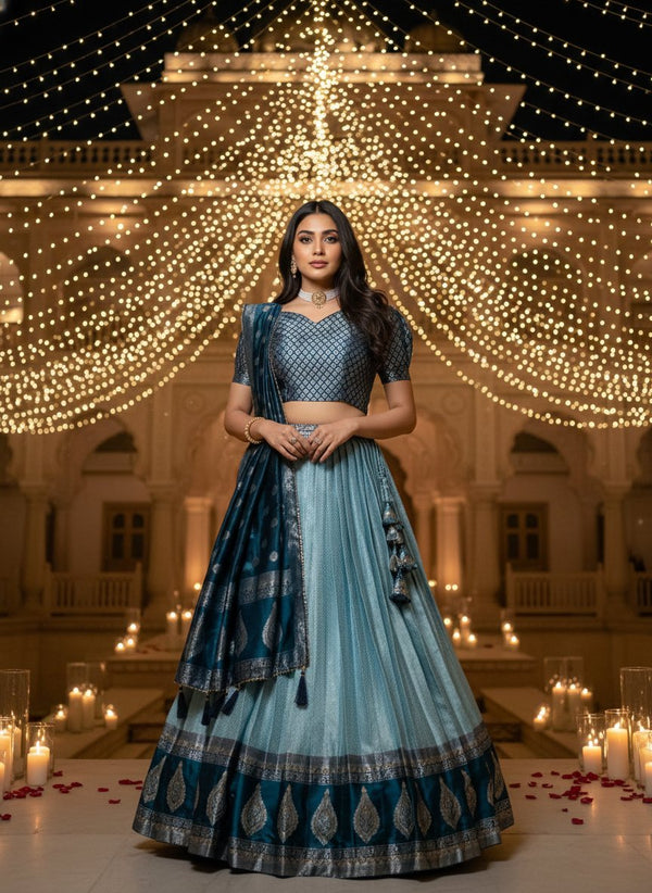 Chettinad Cotton Chex Zari Weaving Lehenga Set ✨