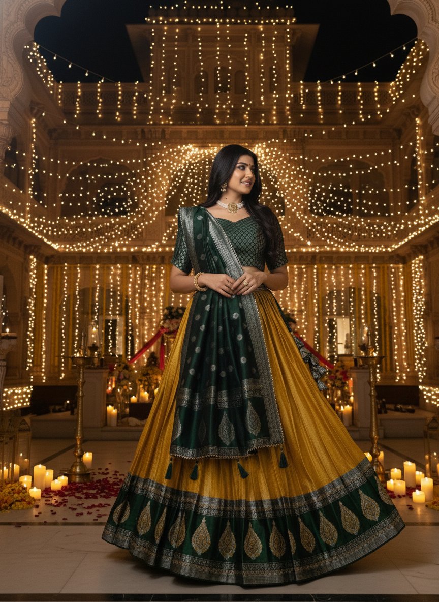 Chettinad Cotton Chex Zari Weaving Lehenga Set ✨