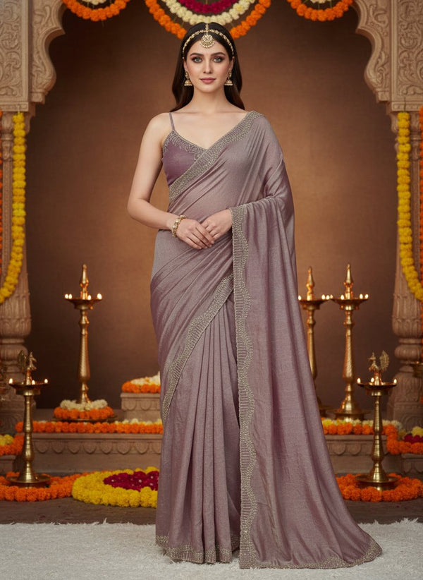 Shimmer Saree with Cutdana Embellished Scalloped Border