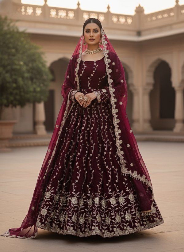 Fendy Silk Thread & Sequins Work Anarkali Set