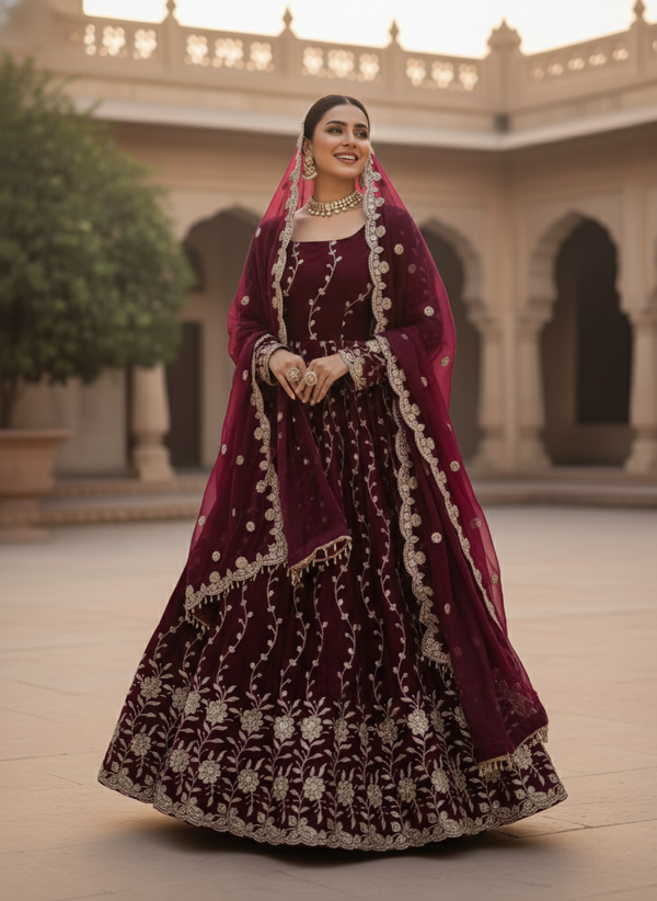 Fendy Silk Thread & Sequins Work Anarkali Set