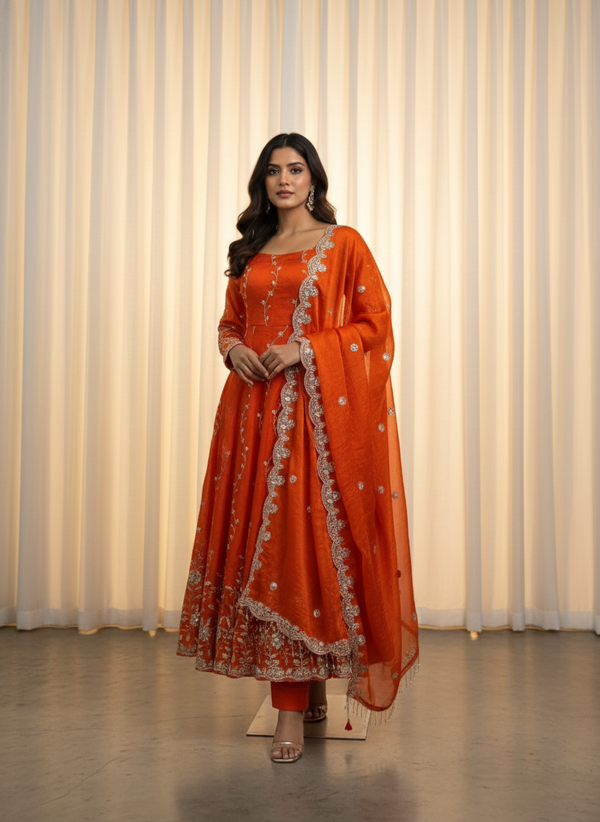 Fendy Silk Thread & Sequins Work Anarkali Set