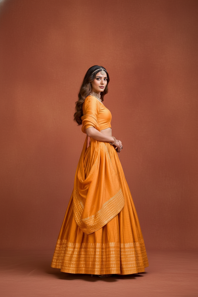 Elegant Kanchipuram Silk Zari Weaving Lehenga Set