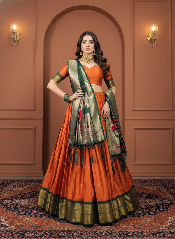 Royal Paithani Jacquard Silk Lehenga Set