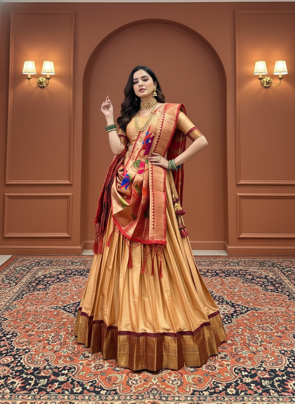 Royal Paithani Jacquard Silk Lehenga Set