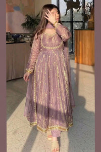 Fandy Silk 3-Piece Salwar Suit Set featuring intricate sequence work on a rich silk fabric, perfect for festive and special occasions