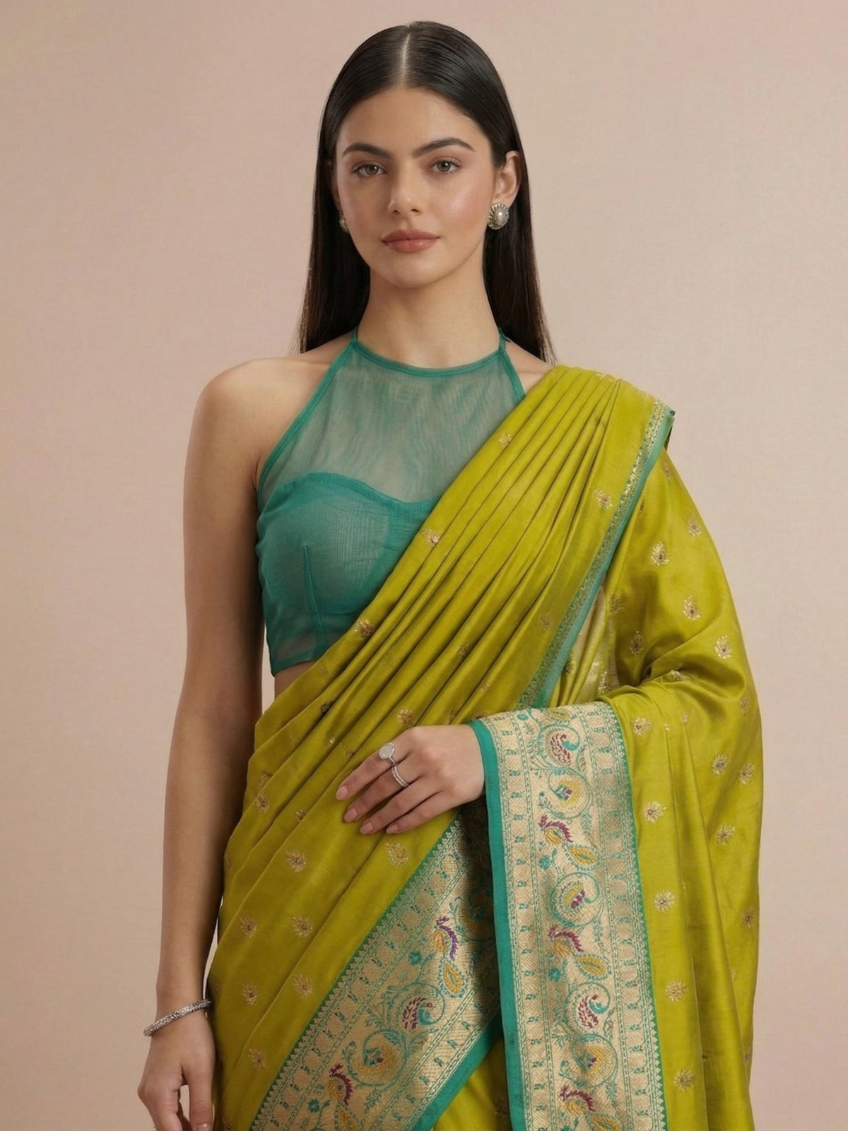 Soft Paithani Silk Zari Weaving Meenakari Designer Saree