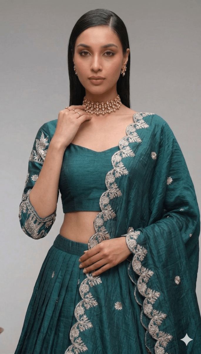 Crush Lehenga with Lace work Dupatta and Sequince Embriodary work